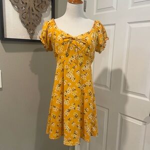 Derek Heart Orange Dress With Yellow Tone Flowers And Bow Size Large